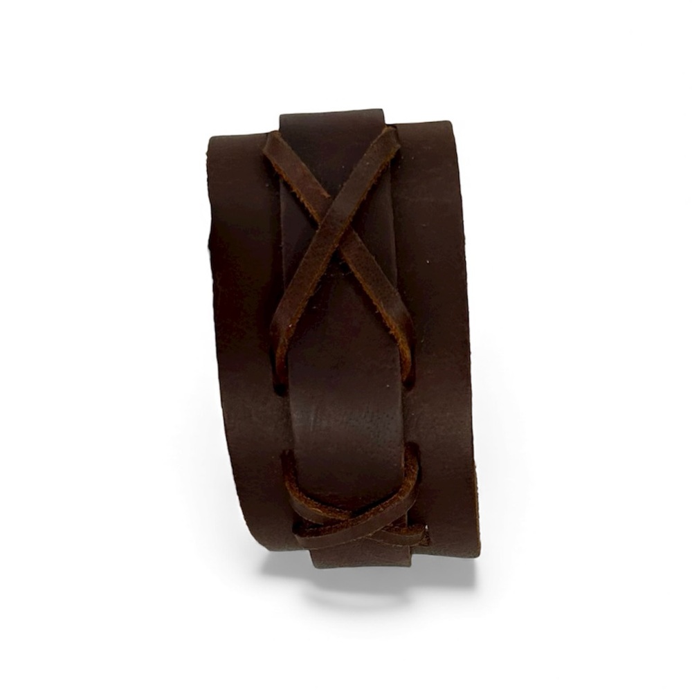 Brown Leather Cuff Bracelet Adjustable Wristband